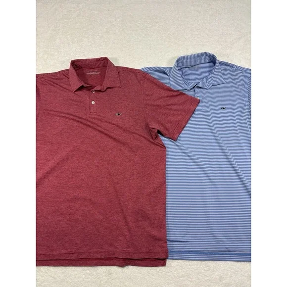Lot Of 2 Vineyard Vines On The Go Sankaty Polo Mens Performance Stretch Large - Picture 2 of 16